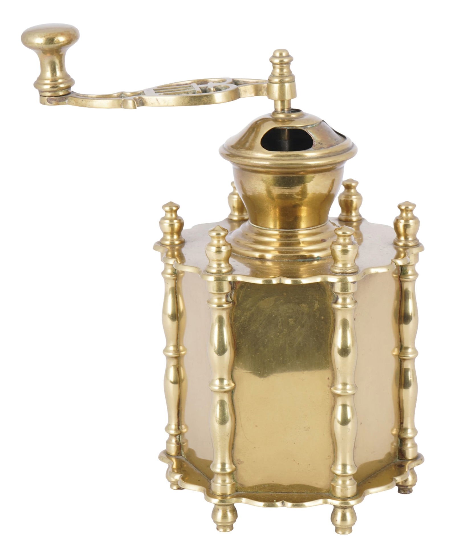 Brass coffee grinder, 19th century (1 of 5)