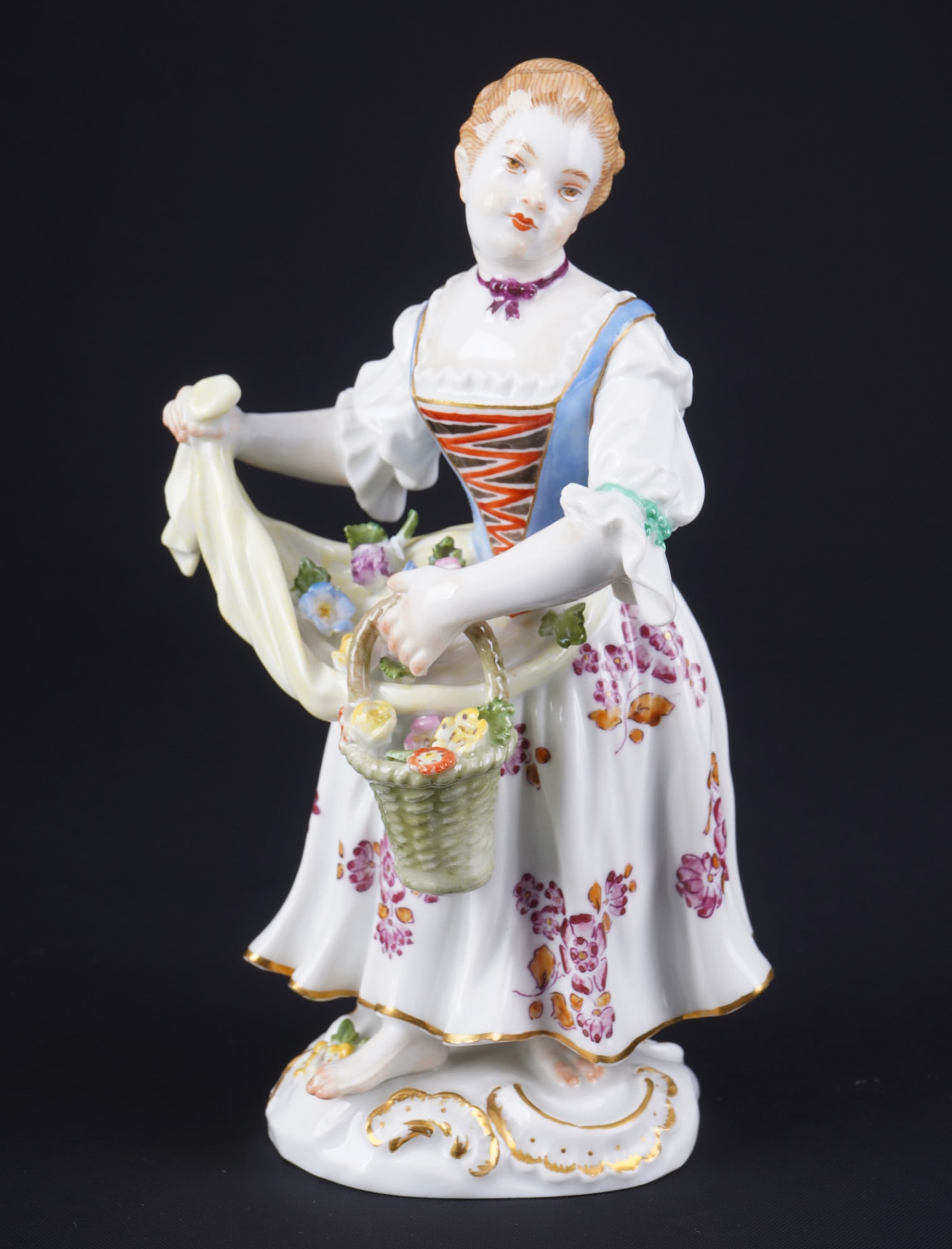 Meissen Gardener's Child girl with flower basket 1st choice - J.J. KAENDLER, (1 of 6)
