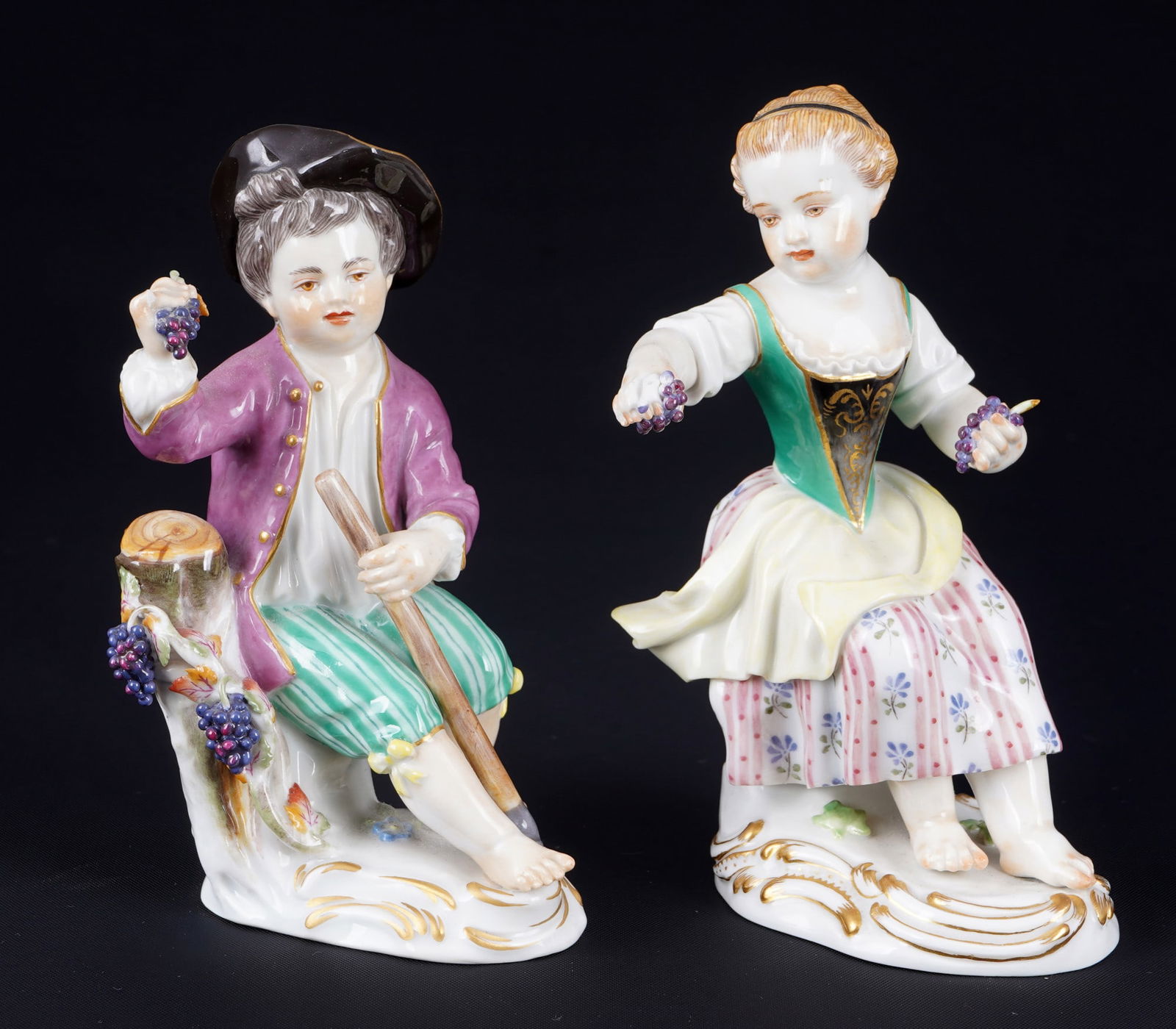 Meissen Gardener Children couple with grapes 1st choice - J.J. KAENDLER, (1 of 9)