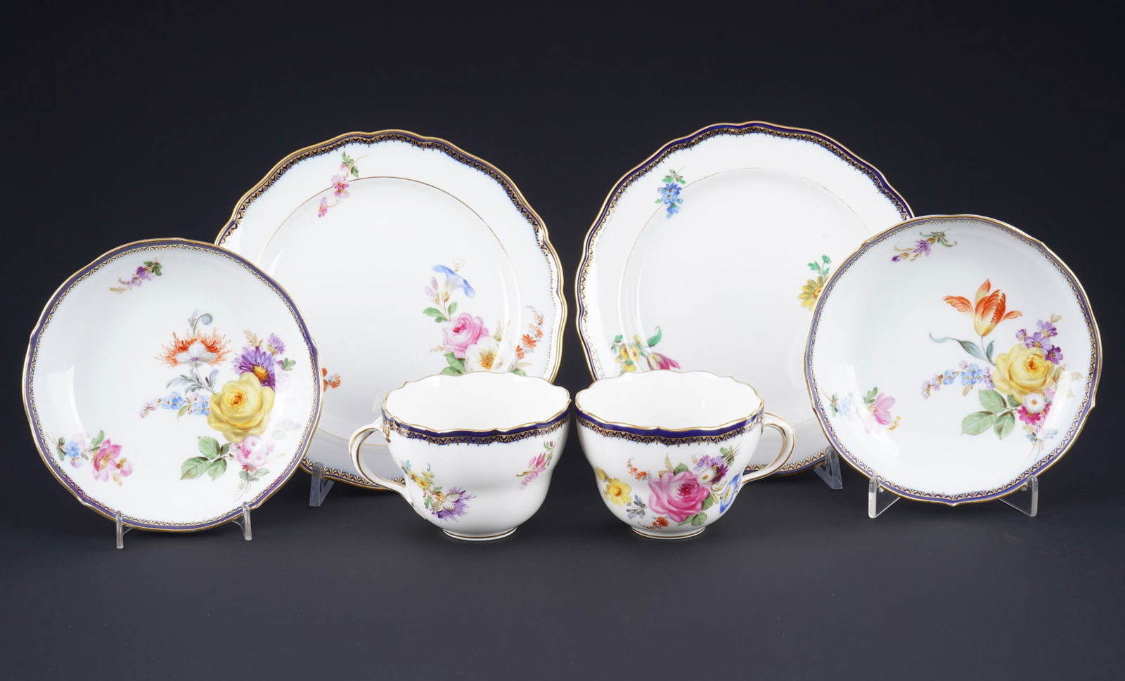 Meissen A-Edge Flower Bouquet 2 coffee place settings 1st choice, (1 of 3)
