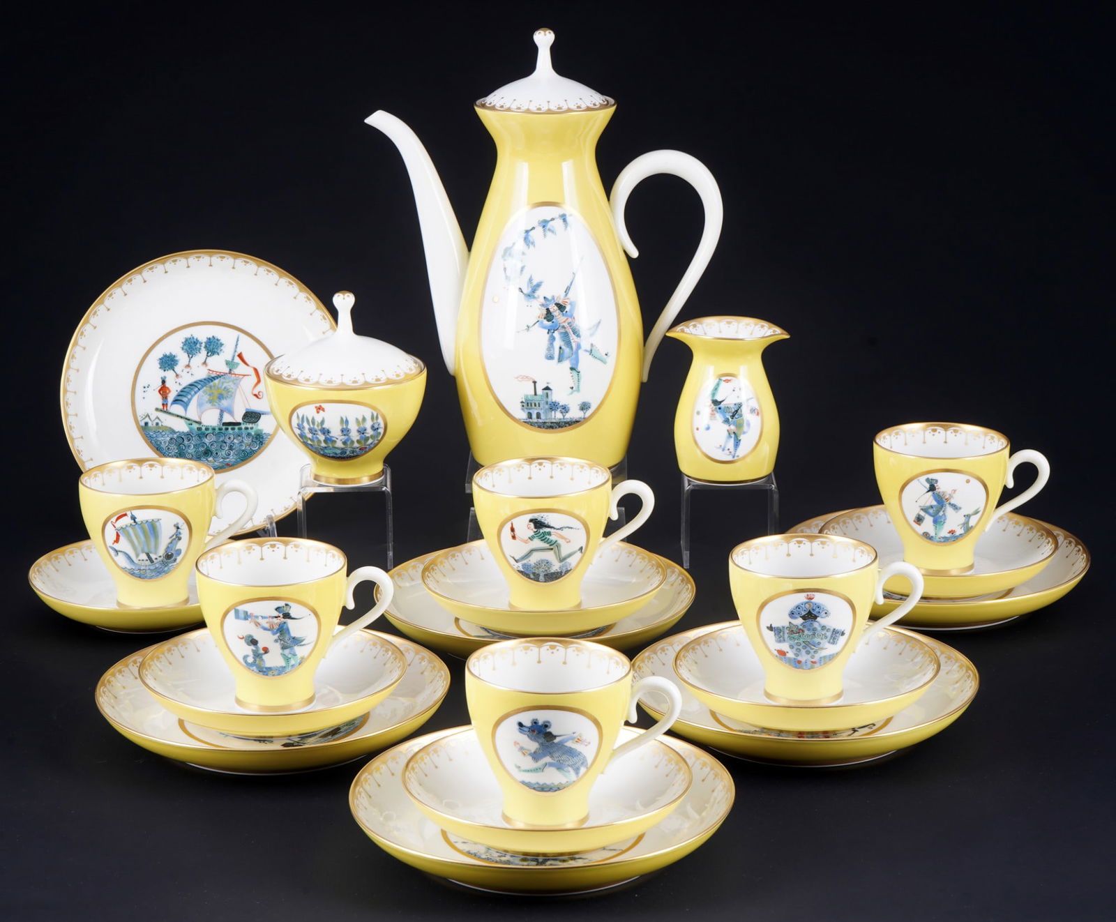 Meissen Baron of Münchhausen coffee service for 6 persons 1st choice, (1 of 12)