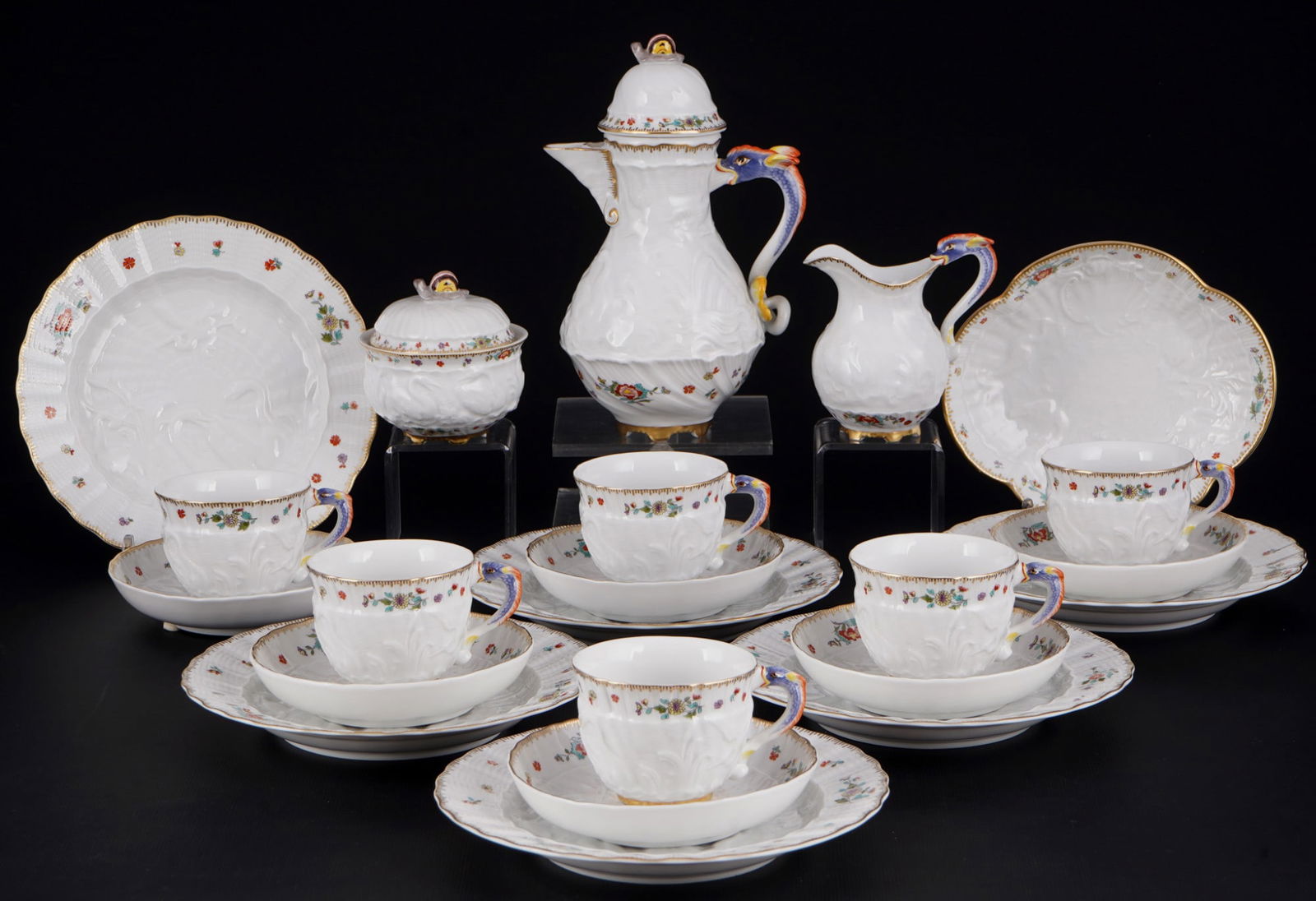 Meissen Swan Indian Flower Branches mocha service for 6 persons 1st choice, (1 of 6)