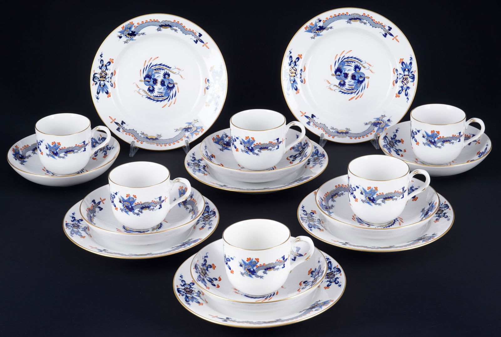 Meissen Court Dragon Rich Blue 6 coffee place settings 1st choice, (1 of 3)