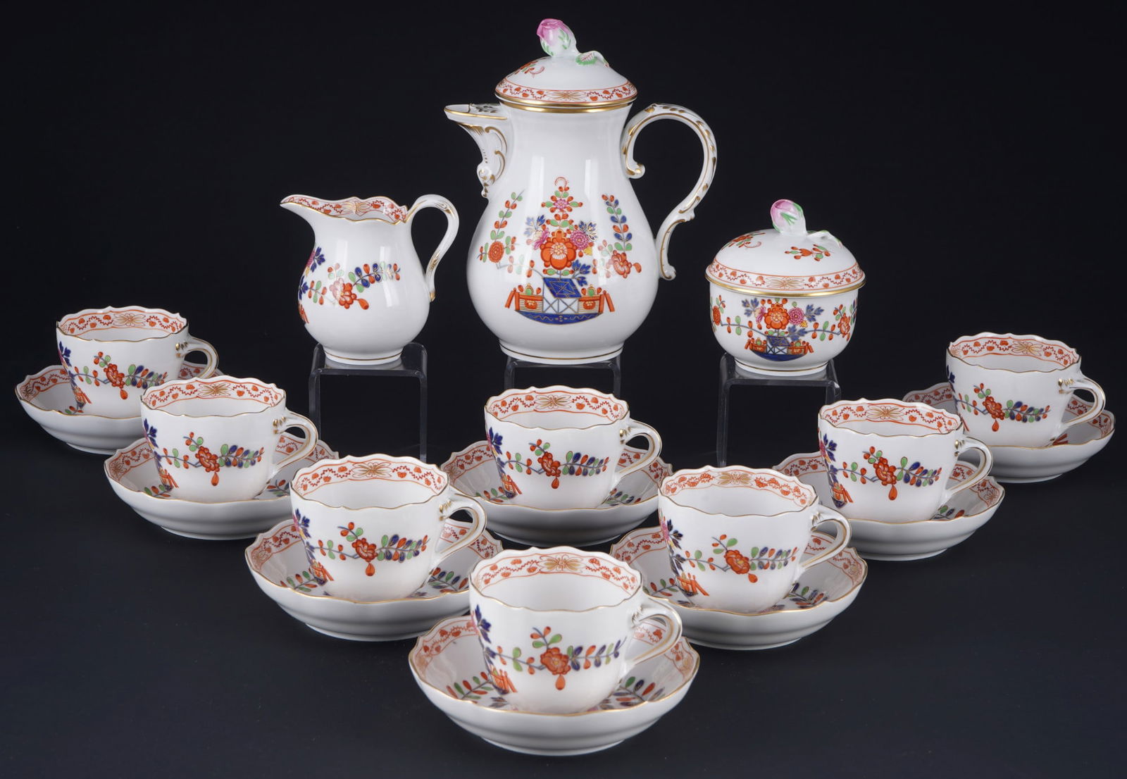 Meissen Small Table Pattern mocha service for 8 persons 1st choice, (1 of 6)