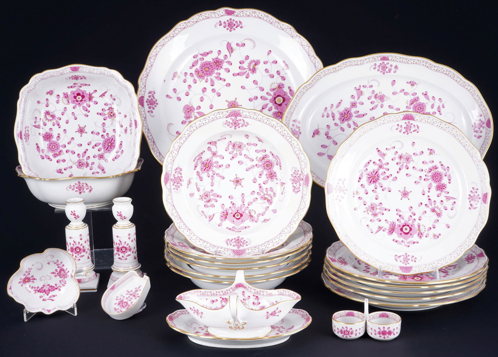 Meissen Indisch Purple Rich dinner service for 6 persons 1st choice, (1 of 5)