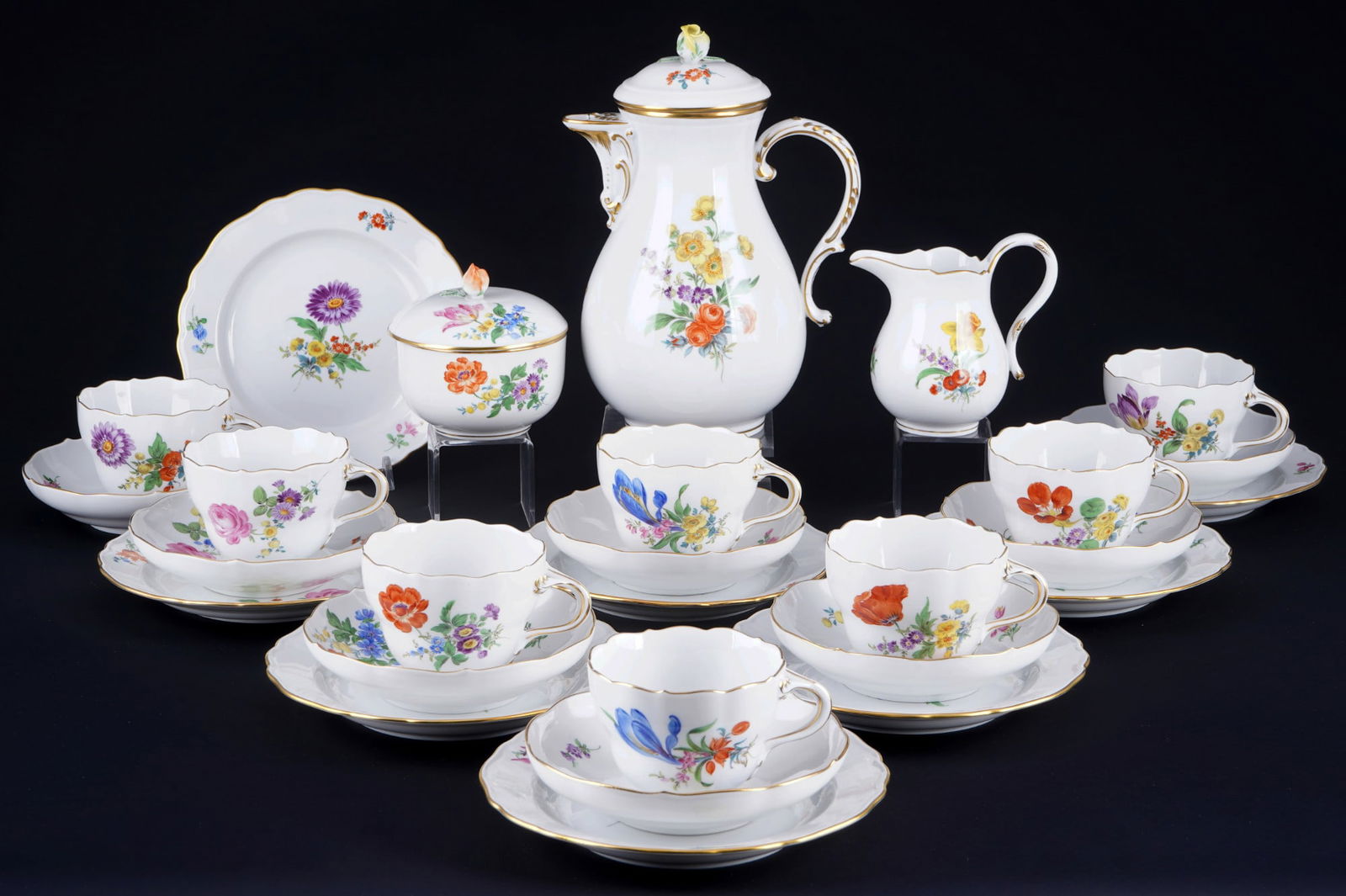 Meissen Flowers coffee service for 8 persons, (1 of 5)
