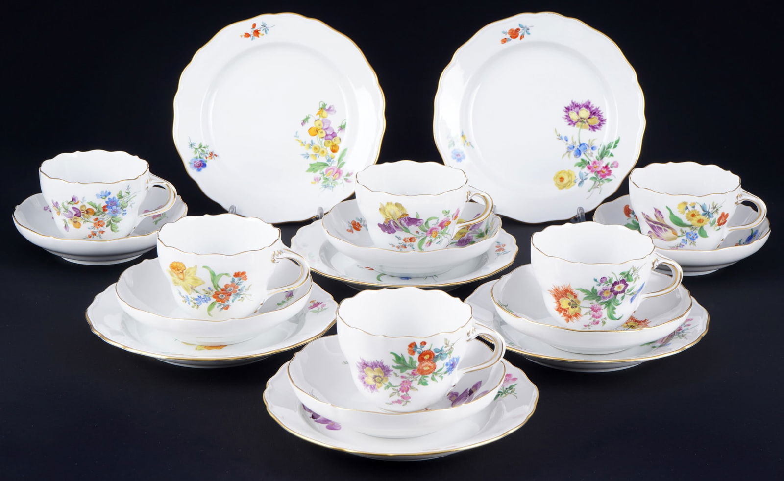 Meissen Flowers 6 coffee place settings 1st choice, (1 of 6)