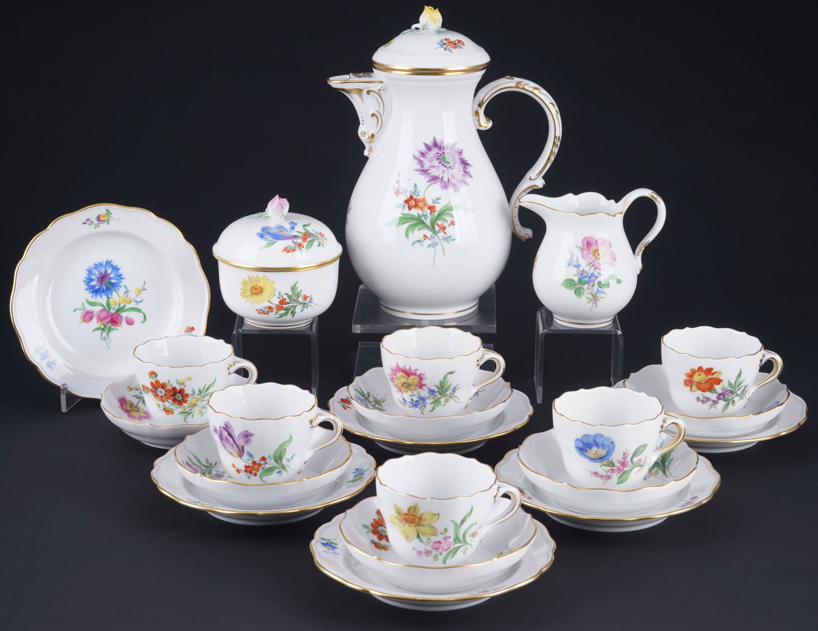 Meissen Flowers mocha service for 6 persons, (1 of 5)