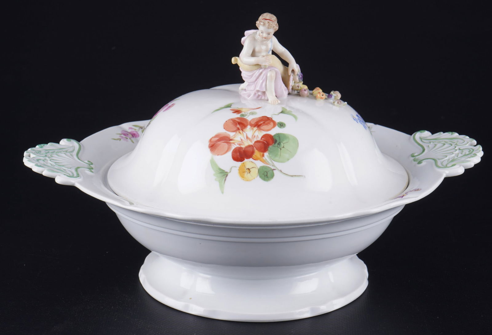 Meissen Flower lidded tureen with cherub knob, (1 of 9)
