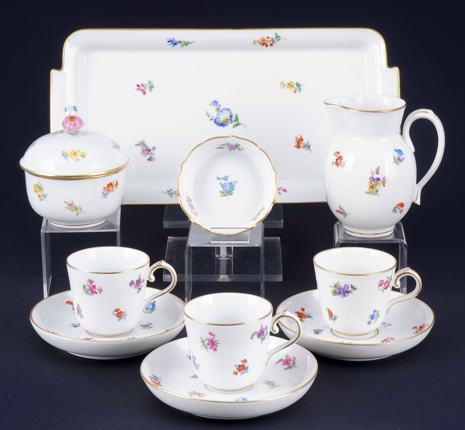 Meissen Strewn Flowers mocha set for 3 persons, (1 of 6)