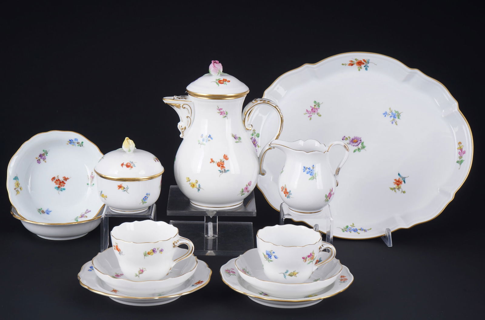 Meissen Strewn Flowers mocha tete a tete, (1 of 8)