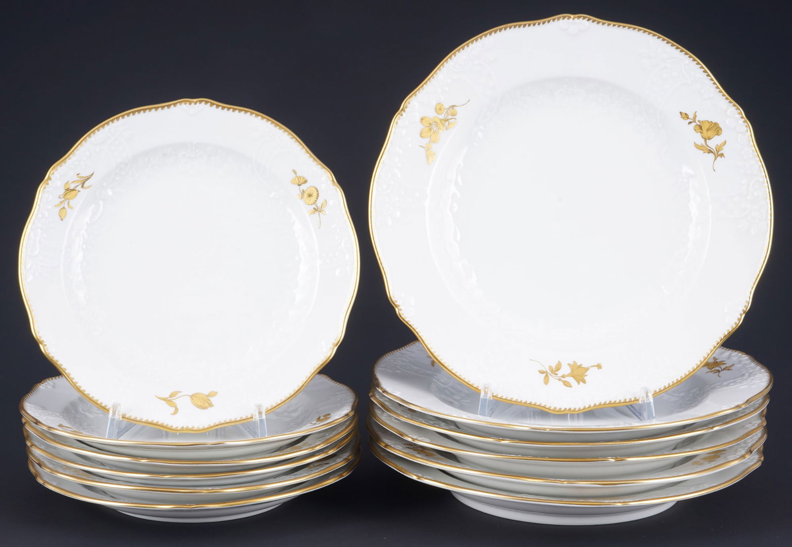 Meissen New Marseille Gold Flower 6 cake plates with 6 dessert plates, (1 of 4)