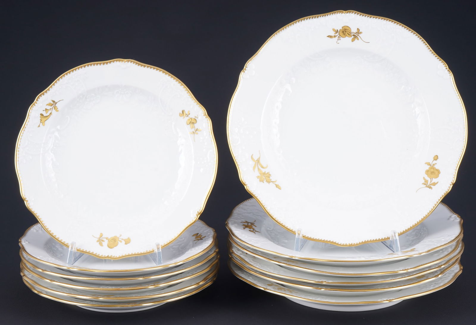 Meissen New Marseille Gold Flower 6 cake plates with 6 dessert plates, (1 of 4)