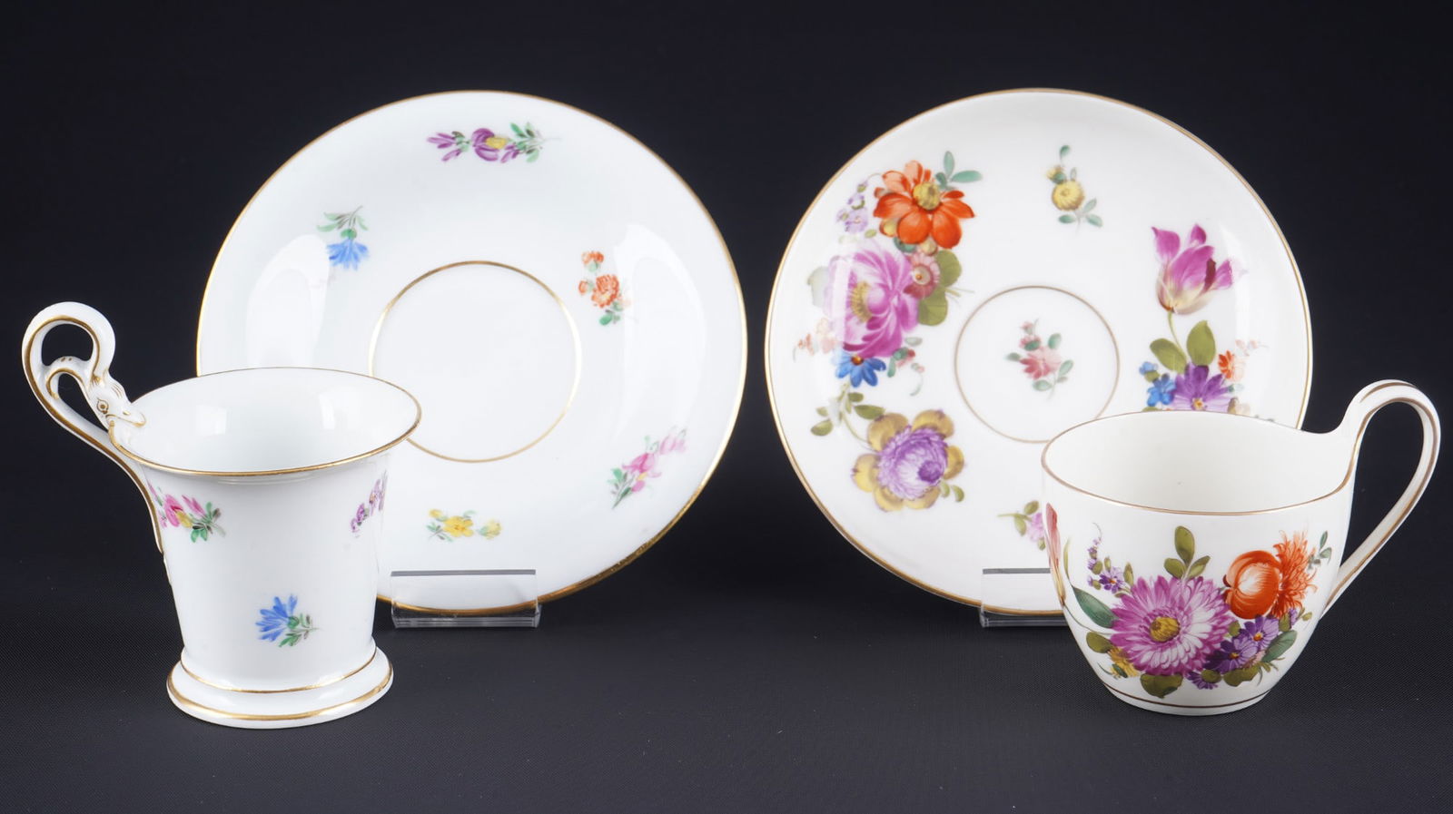 Meissen / KPM Berlin Flowers 2 mocha cup with Campaner and Gooseneck Handles, (1 of 7)