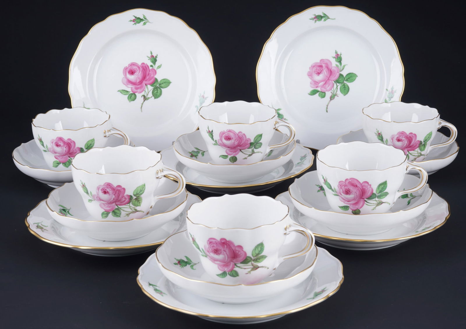 Meissen Red Rose 6 coffee place settings, (1 of 3)
