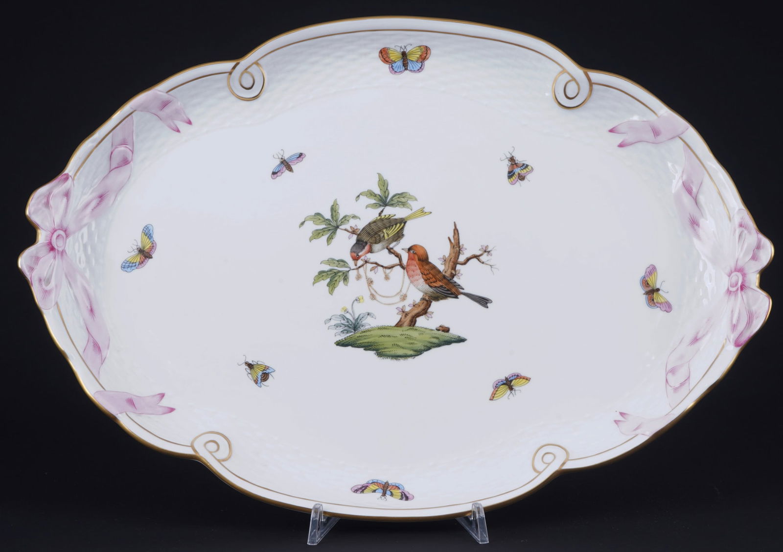Herend Rothschild ribbon tray, (1 of 3)