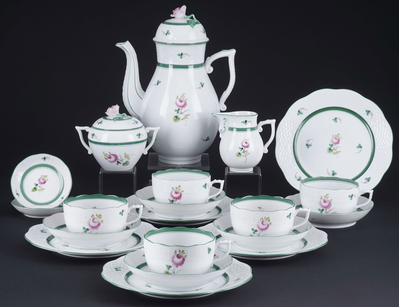 Herend Vienna Rose tea service for 5 persons, (1 of 6)