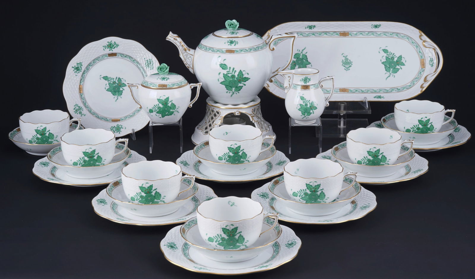 Herend Apponyi Vert tea service for 8 persons, (1 of 8)