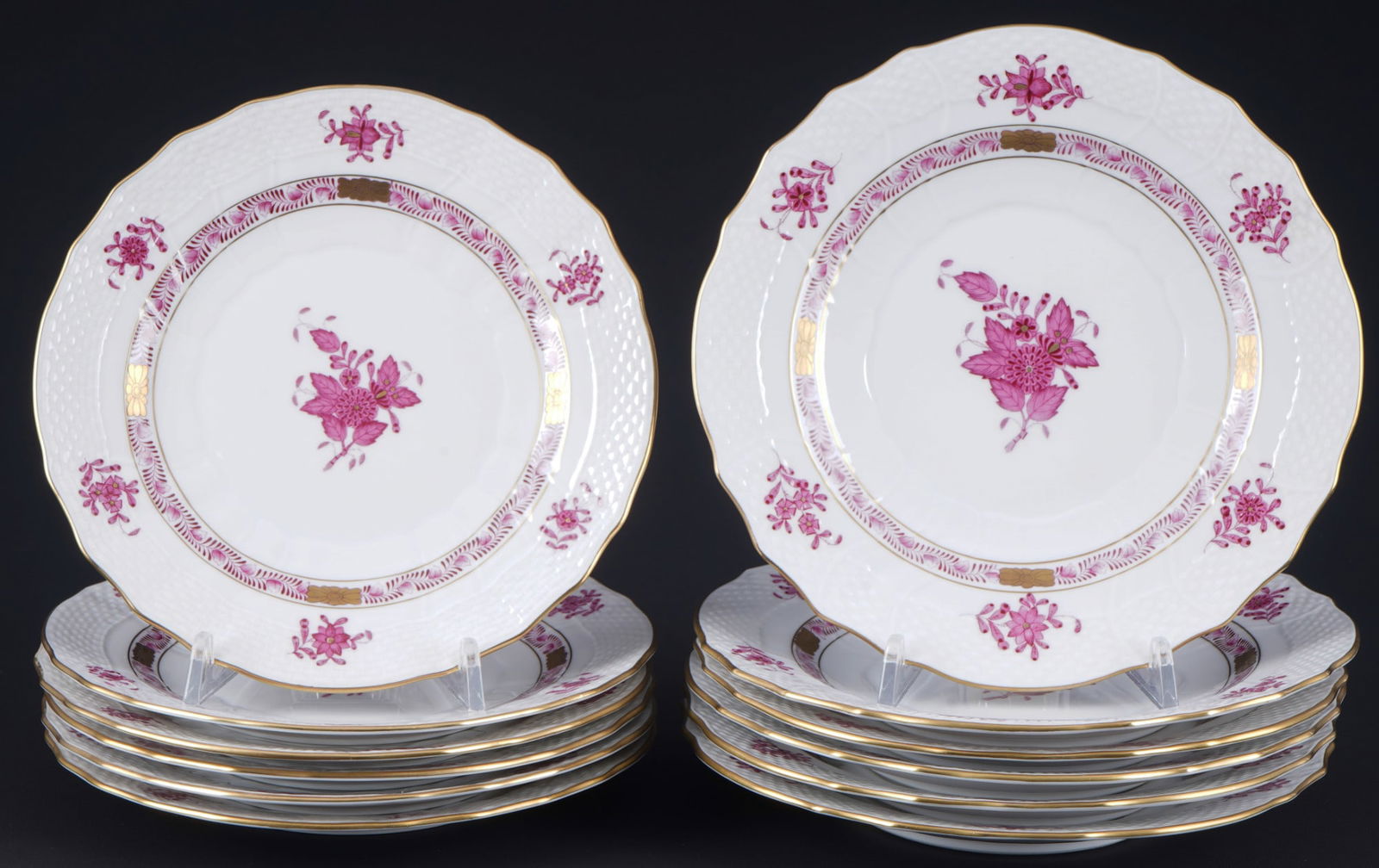 Herend Apponyi Purpur New Ozier 6 cake plates and 6 dessert plates, (1 of 5)