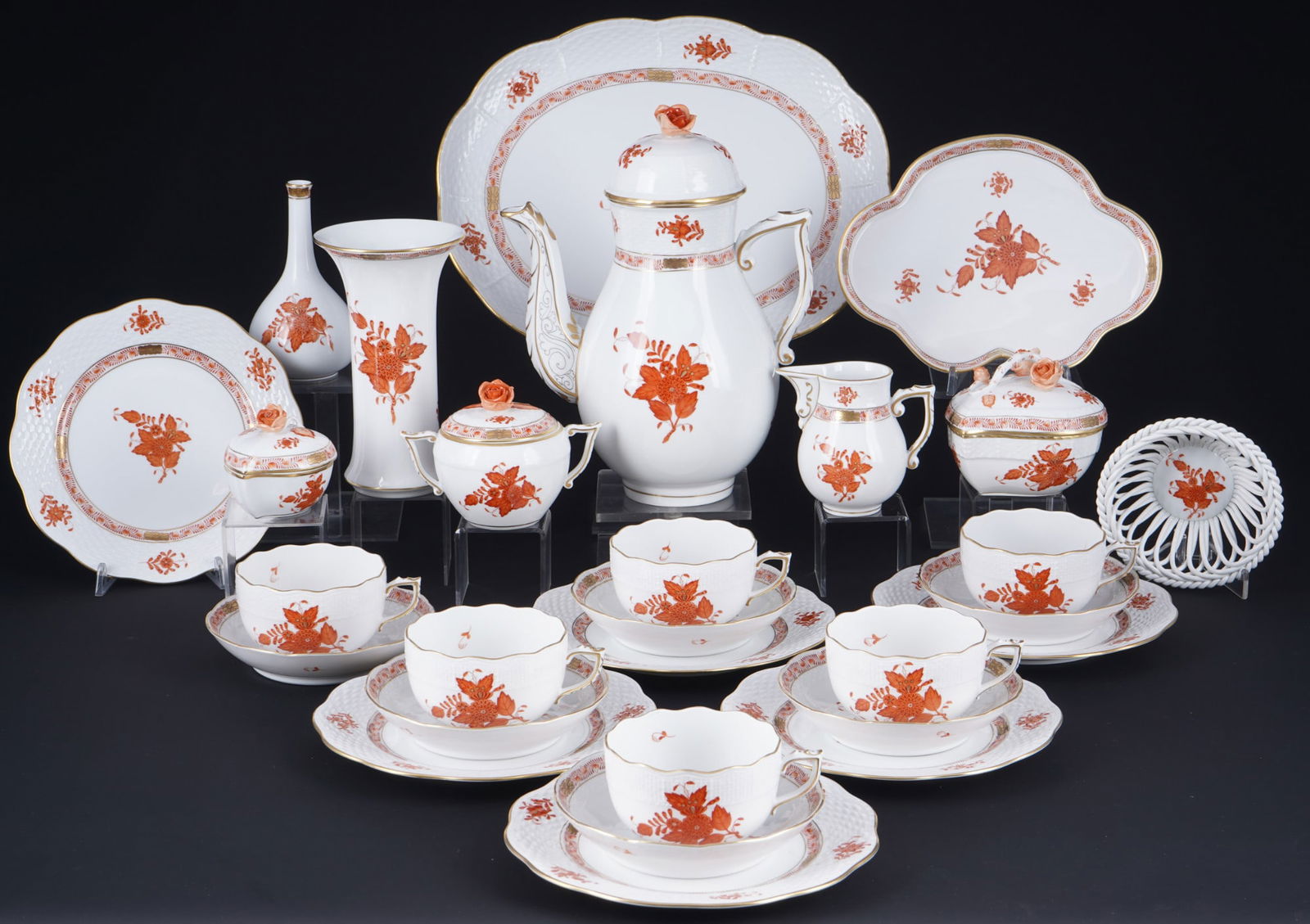 Herend Apponyi Orange tea service for 6 persons, (1 of 12)