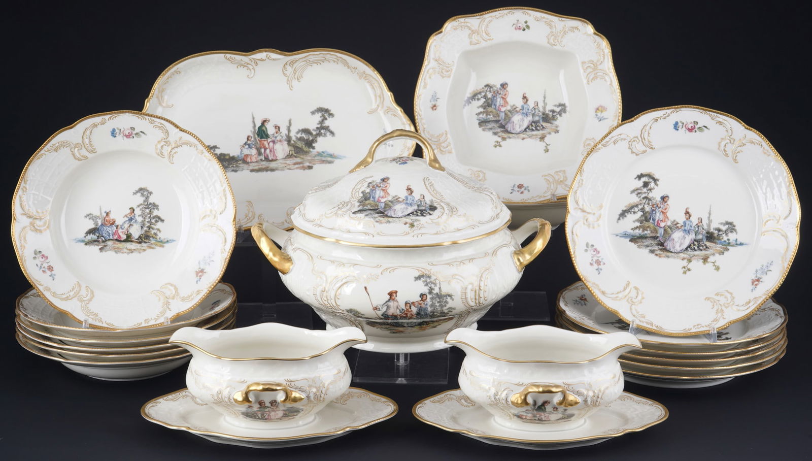Rosenthal Höroldt-Arkadien Sanssouci dinner service for 6 persons, (1 of 9)