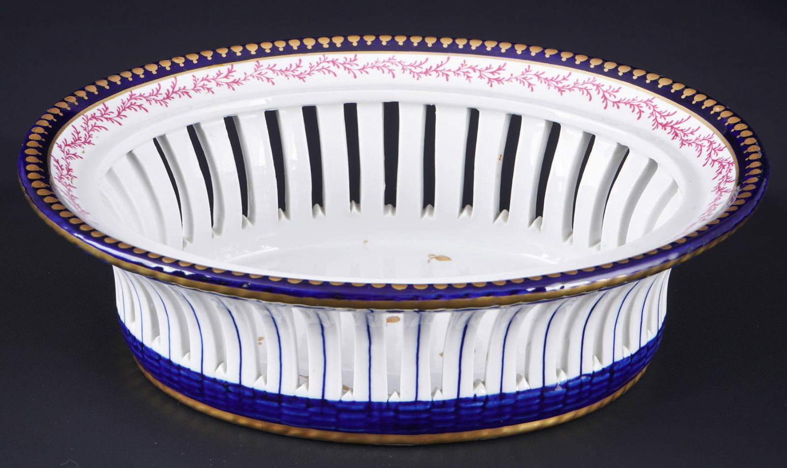 Sevres France cutwork bowl with leaf decor, (1 of 6)