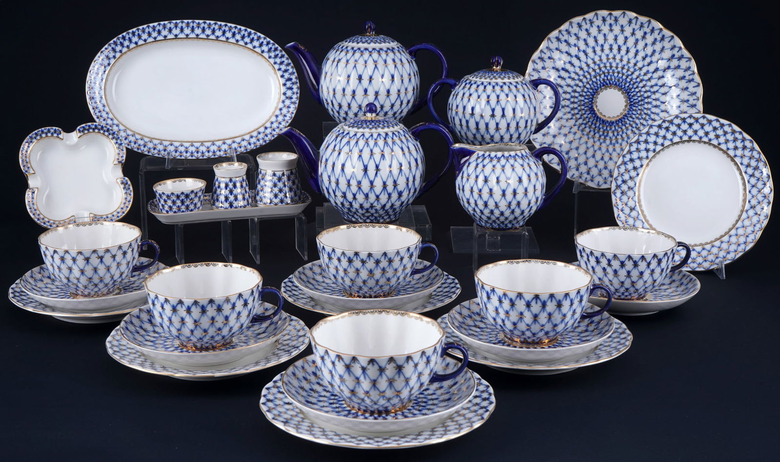 Lomonosov Royal Net Gold tea service for 6 persons, (1 of 9)