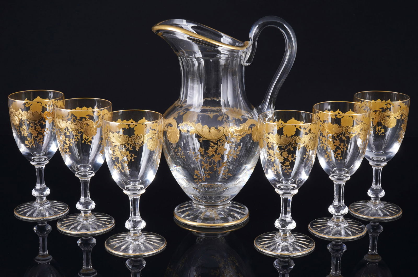 St. Louis Massenet 6 red wine glasses with wine pitcher, (1 of 4)