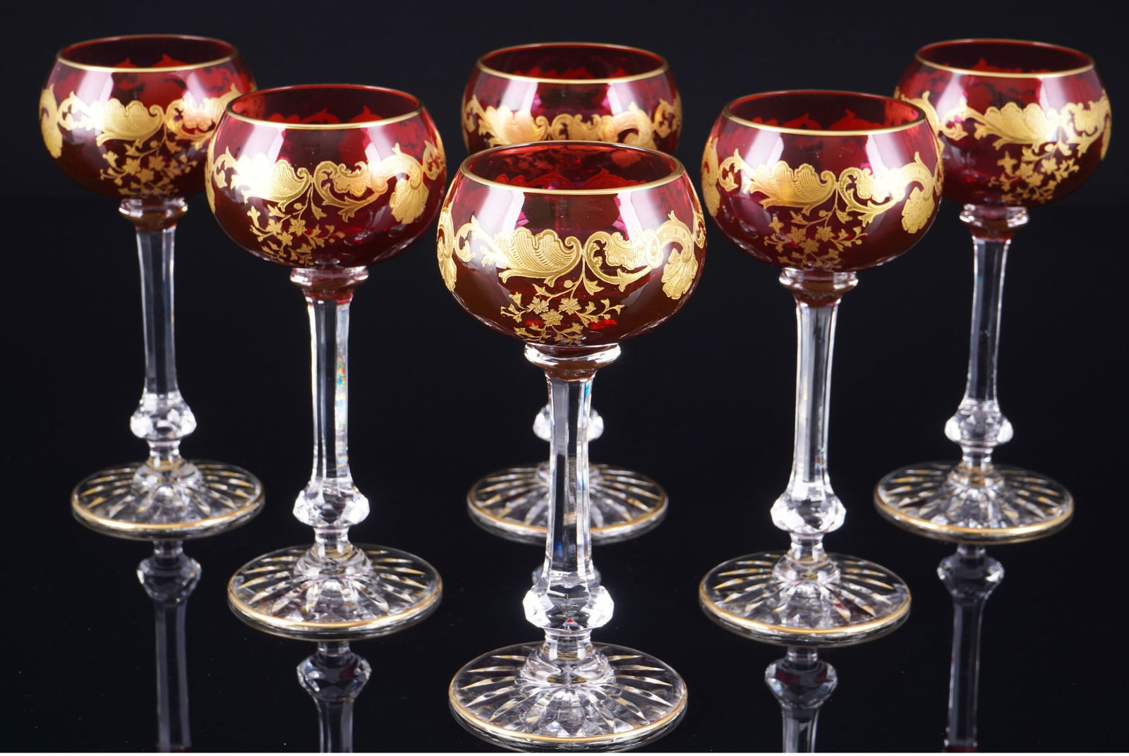 St. Louis Massenet Red 6 roemer wine glasses, (1 of 3)