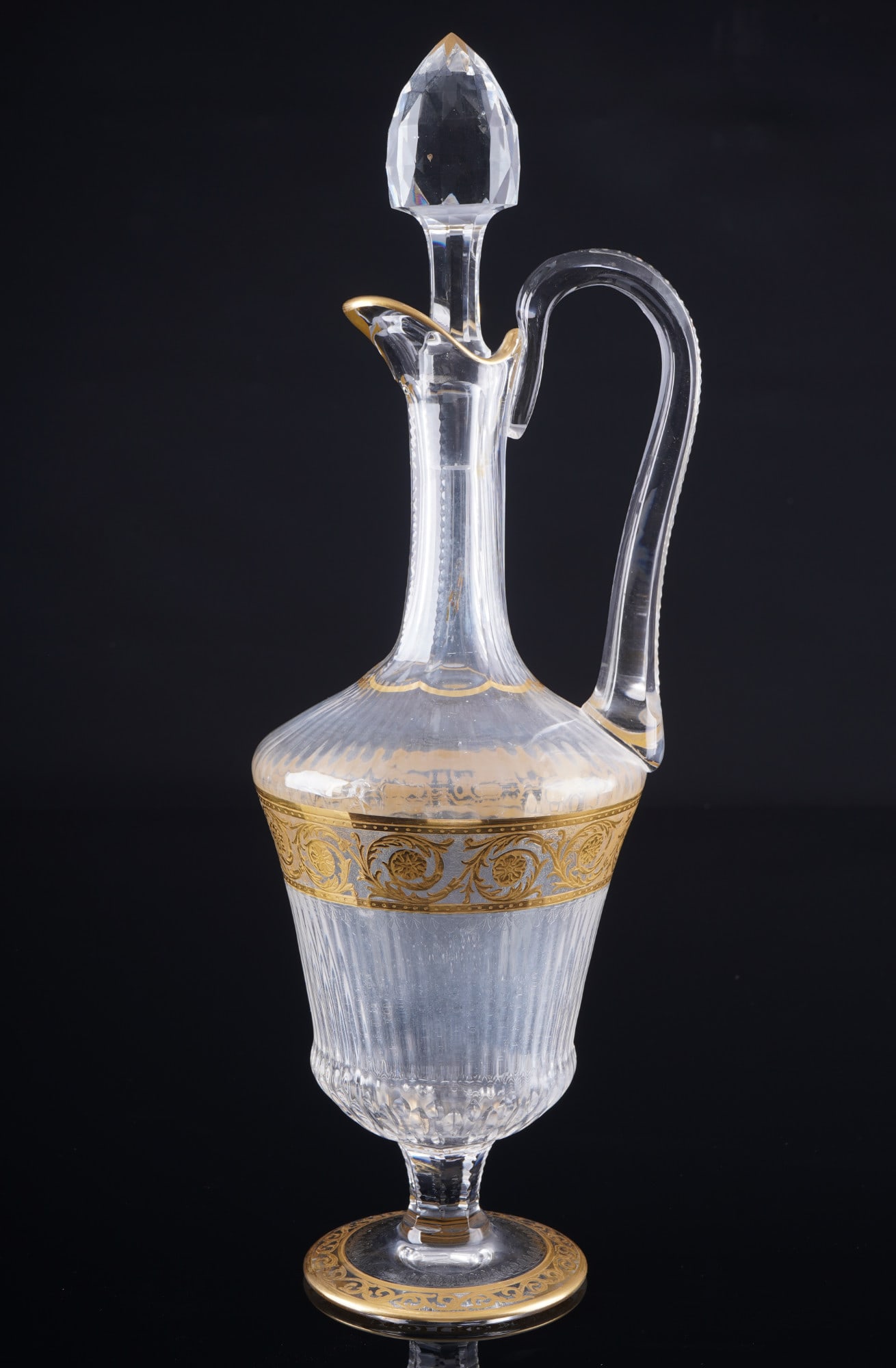 St. Louis Thistle Gold large wine carafe,: crystal, France, series Thistle Gold, H 40 cm x D 12 cm, clouding/glass sickness