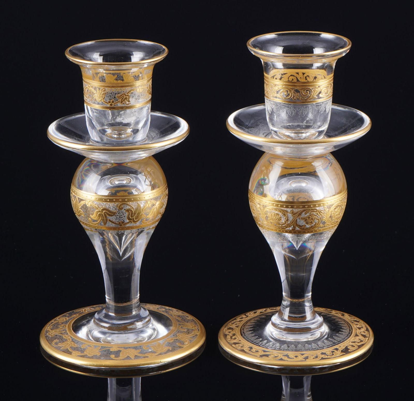 St. Louis Thistle / Ivy Gold 2 candlesticks, (1 of 3)
