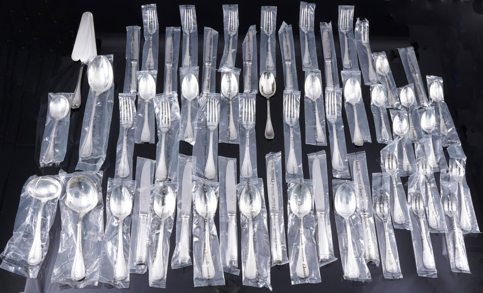 Christofle Malmaison extensive cutlery for 6 persons - silver plated, (1 of 8)