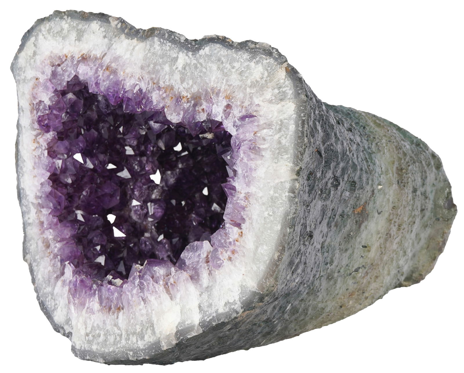 Large Agate / Quartz geode - 16.8 kg,: mineral - agate / quartz, probably South America, saw surface ground and polished, druse with an exceptionally solid chalcedony layer of approx. 5–6.5 cm thickness, the inside with a fine crystallin