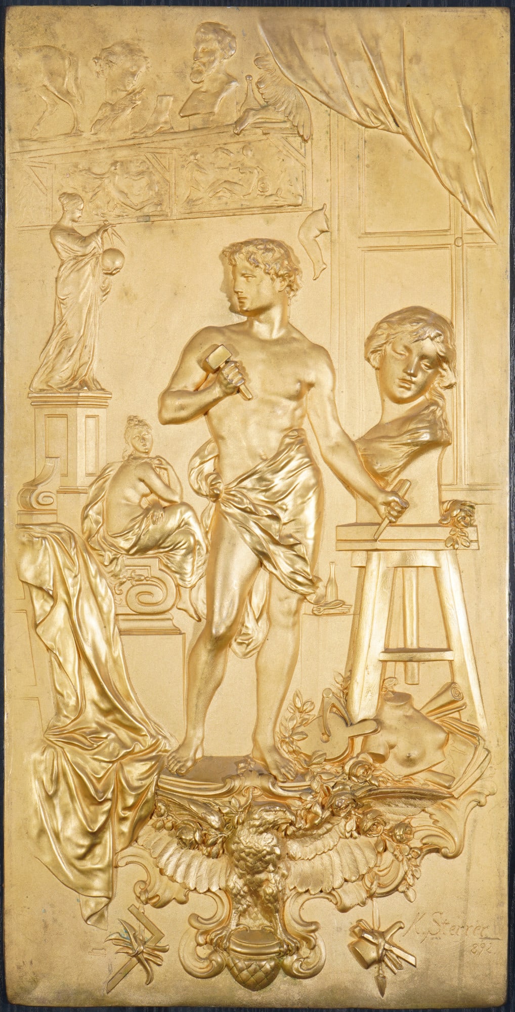 Karl STERRER (1844-1918) Relief plaque - Sculptor in his studio, (1 of 5)