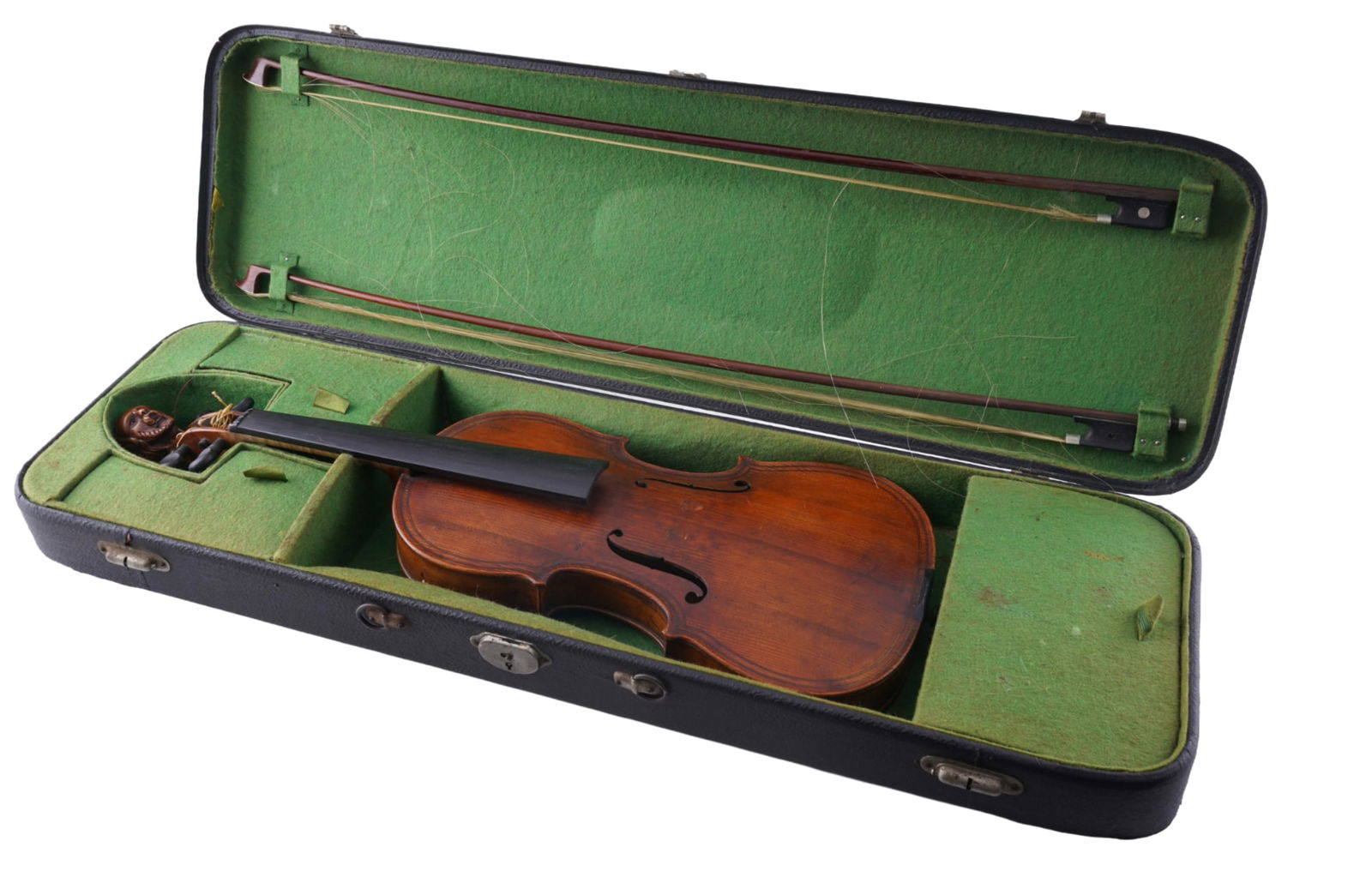 Andreas Borelli refers to the violin as having a carved man's head. (1 of 16)