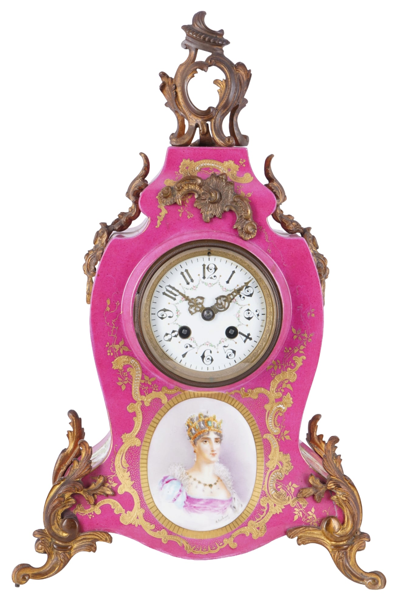 Porcelain mantel clock, France, 19th century (1 of 12)