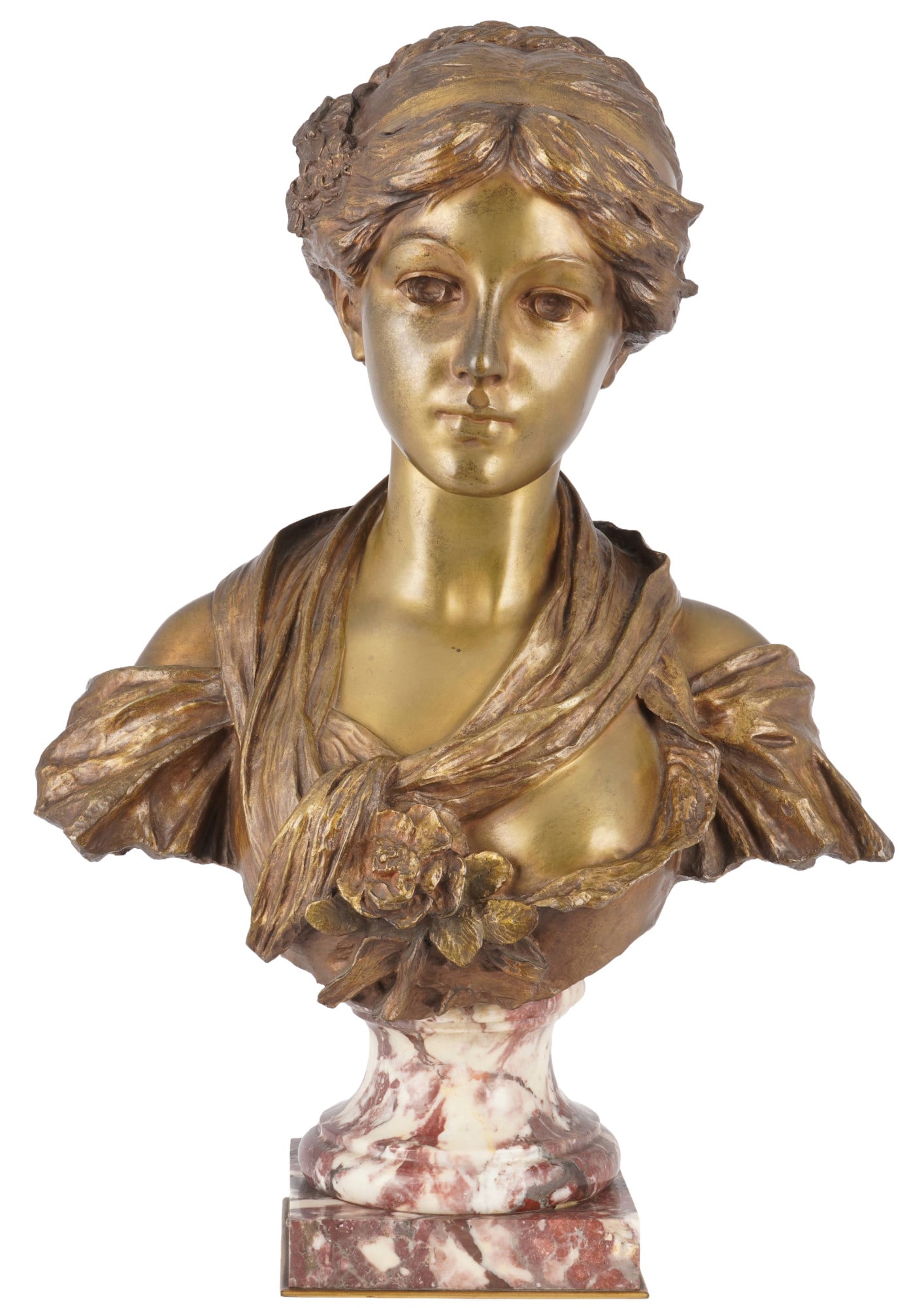 Large bronze Art Nouveau bust circa 1900 after Jean-Baptiste Greuze, (1 of 5)