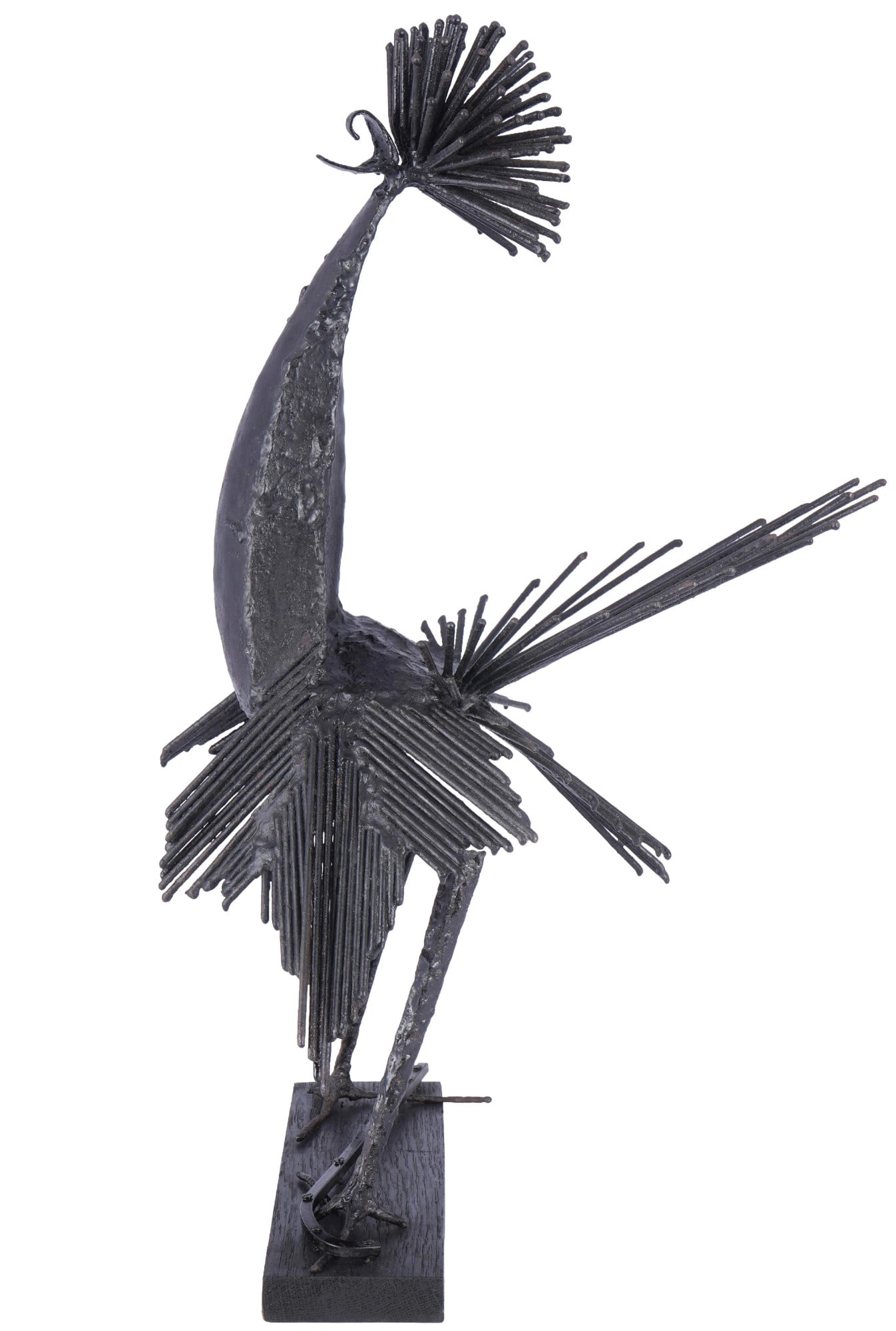 Michel ANASSE (1935-2020) Le Coq - der Hahn 1965,: Iron, model Le Coq from the 1965 series, French ceramicist, painter and above all sculptor, born 1935 - 2020, H 63 cm x W 33 cm x D 38 cm, feet damaged
