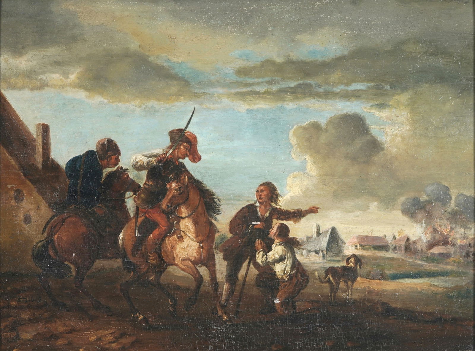 MONOGRAMIST of the 17th century, raid on a village dated 1629, (1 of 7)