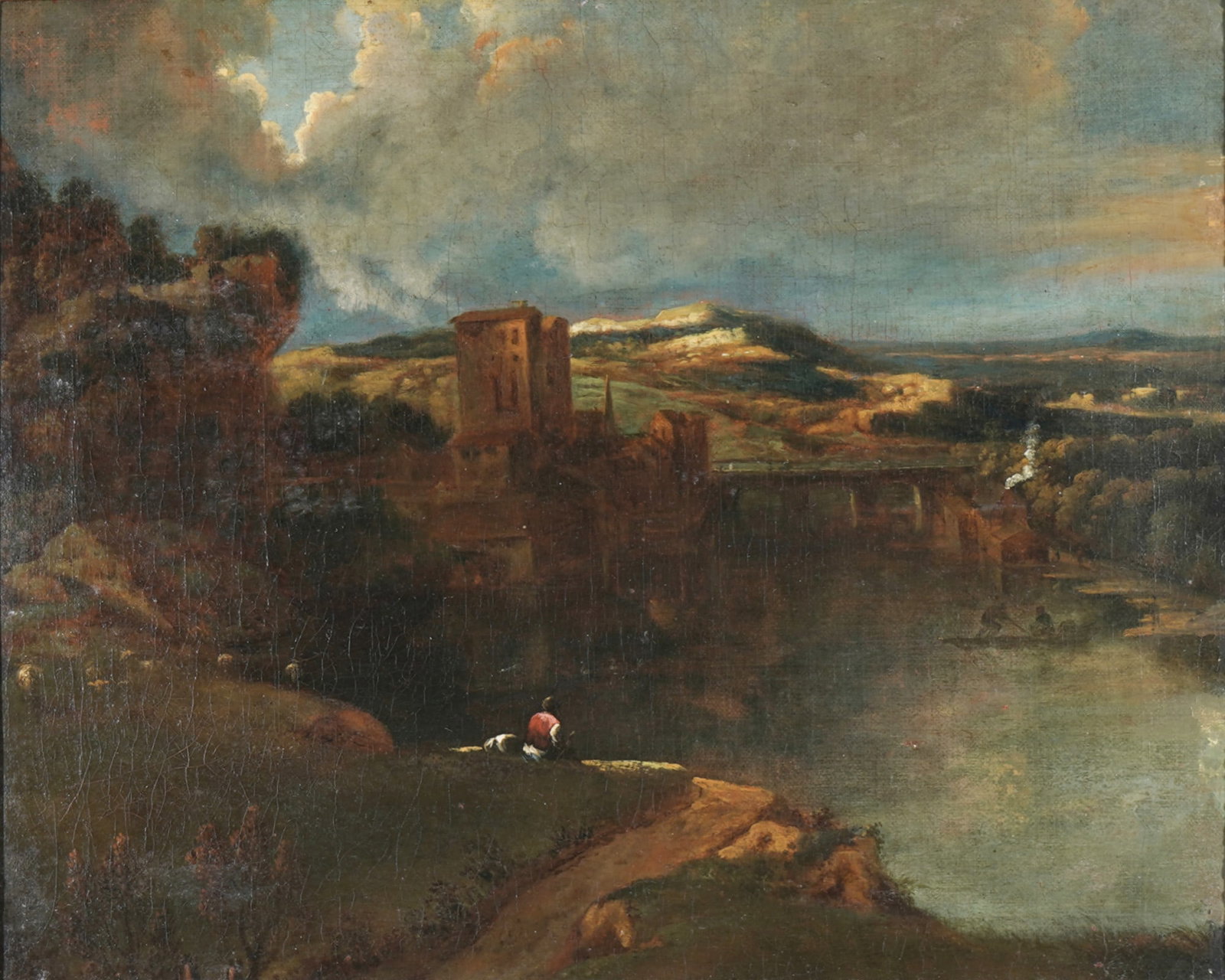 Italian School 18th century, river landscape with view of town, (1 of 5)