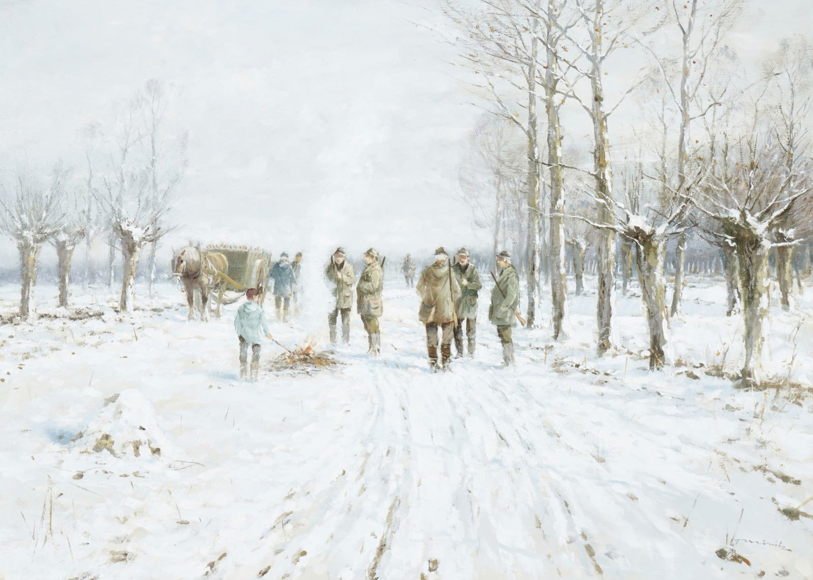 Fritz MÖRITZ (1922-1994) Hunting party in winter, (1 of 7)