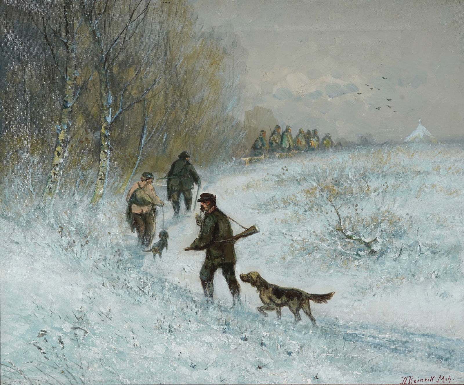 H. REINECK Munich - Hunters in Winter, (1 of 8)
