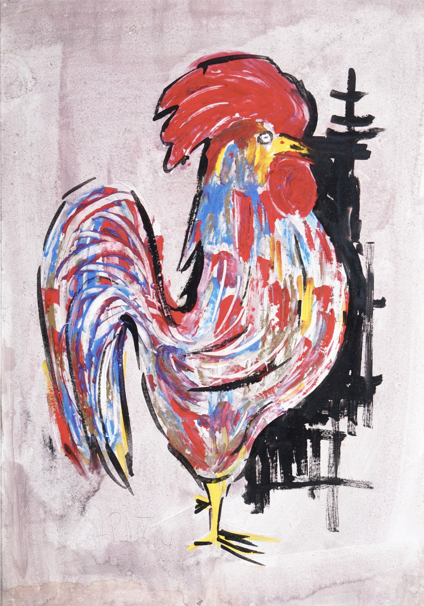 Expressionist rooster, 1964, signed (1 of 4)