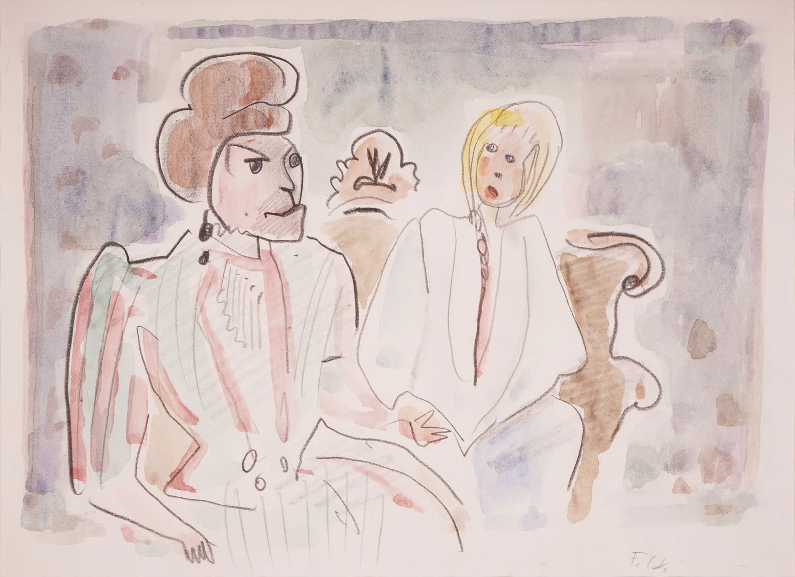 Fritz HUHNEN (1895-1981) The Chat, (1 of 3)