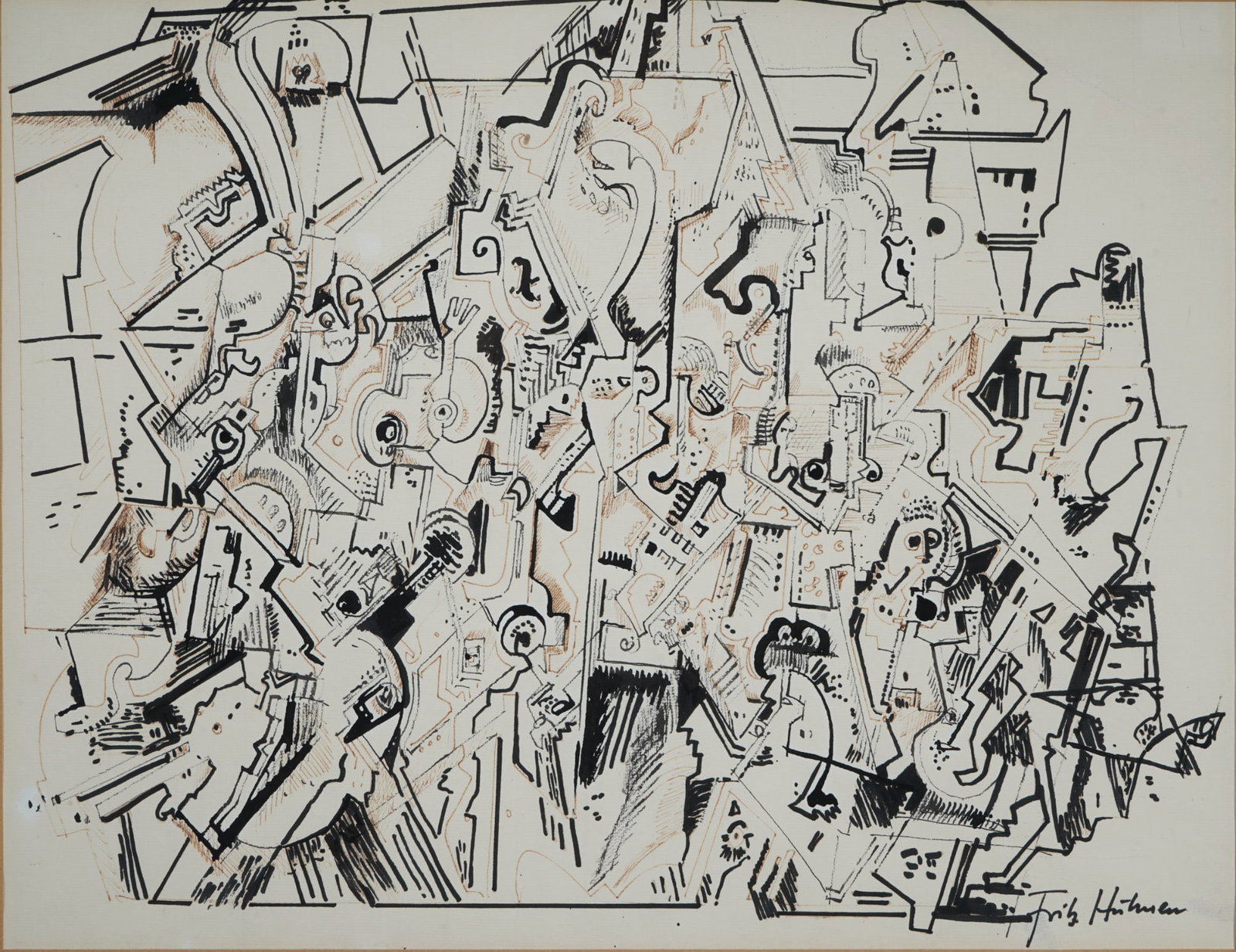 Fritz HUHNEN (1895-1981) abstract composition, (1 of 3)