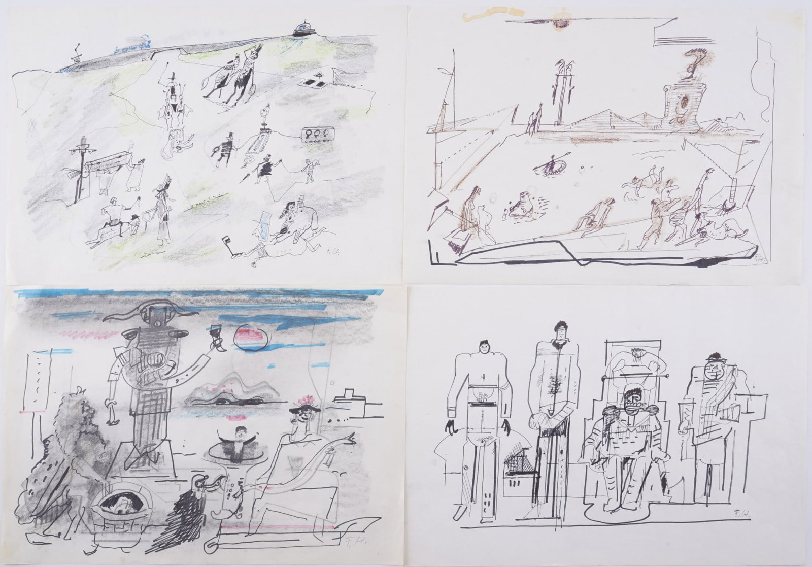 Fritz HUHNEN (1895-1981) Four Drawings / Studies, (1 of 9)