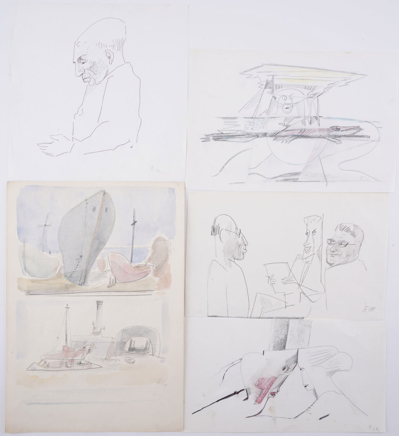 Fritz HUHNEN (1895-1981) Five Drawings / Studies, (1 of 11)