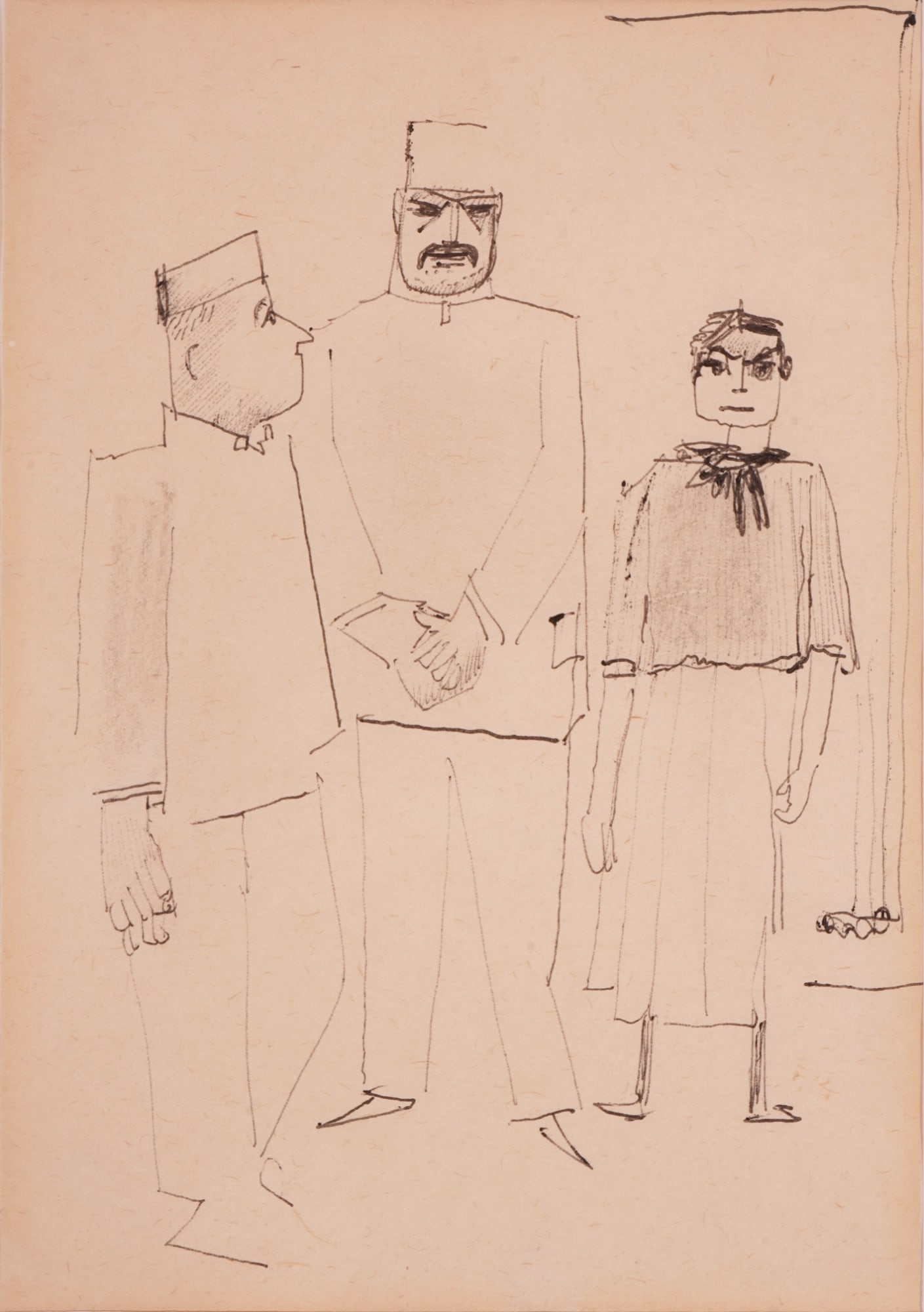 Fritz HUHNEN (1895-1981) Three standing figures, (1 of 3)