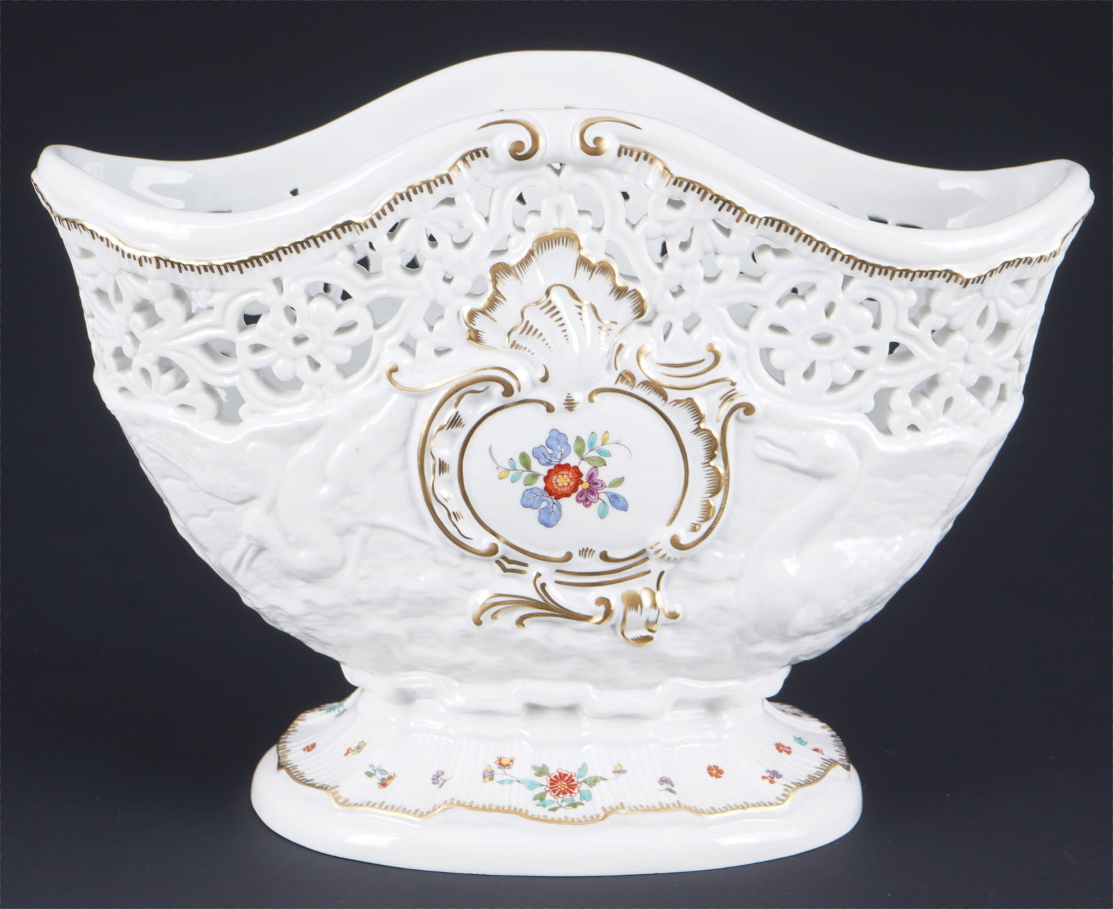 Meissen Swan Indian Flower Branches jardiniere / vase 1st choice, (1 of 6)