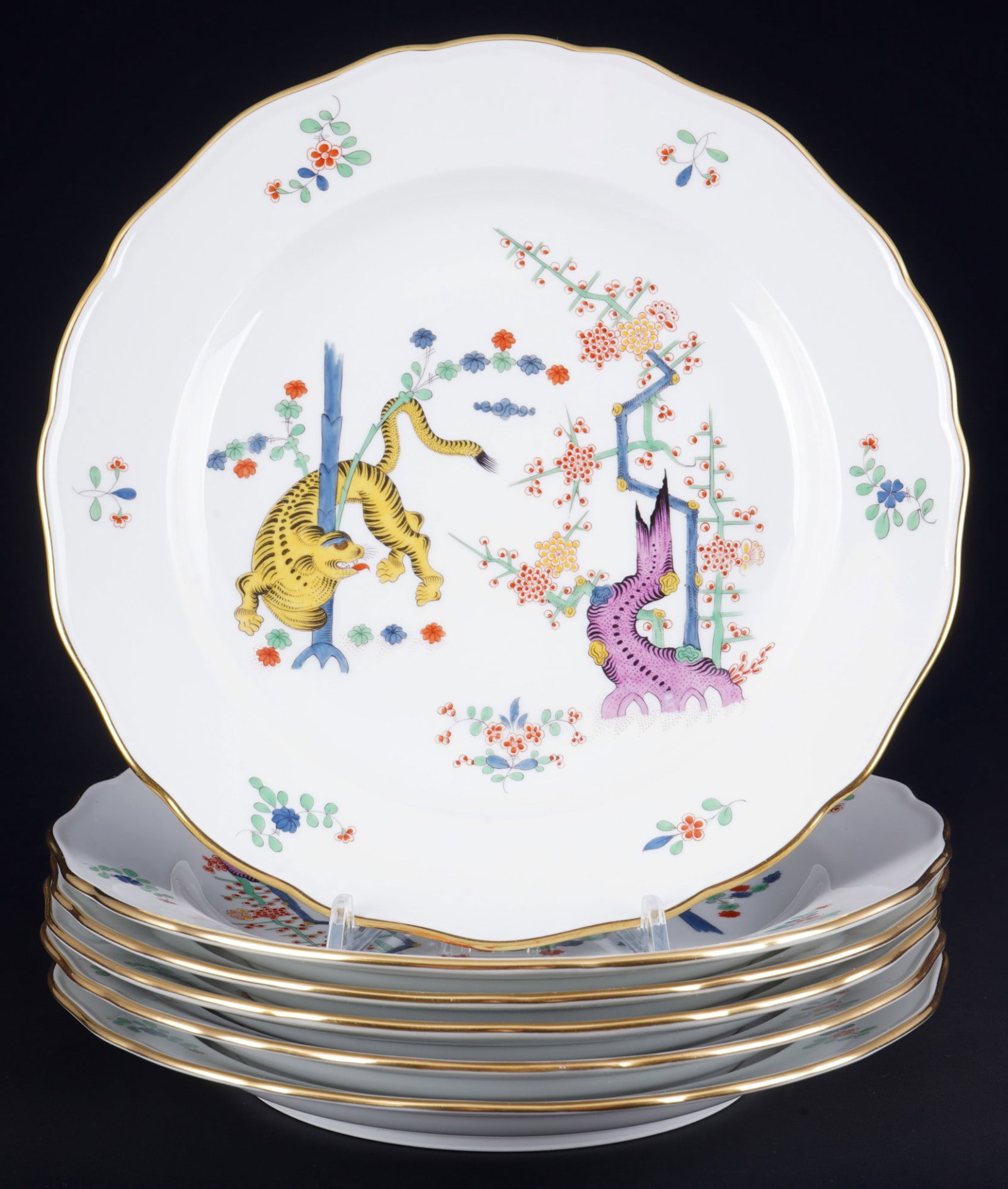 Meissen Old Rich Yellow Lion 6 dinner plates 1st choice, (1 of 3)